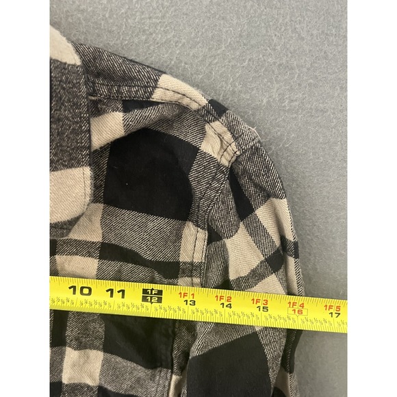 Hollister Men's XS Black Cream Plaid Flannel Long Sleeve Button Down Shirt - Picture 5 of 7